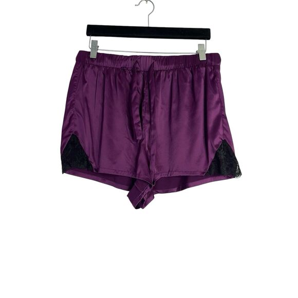 Torrid Sleep Purple Black Lace Trim Tie Waist Short Shorts Plus Size 00 (10/12) - Picture 1 of 5